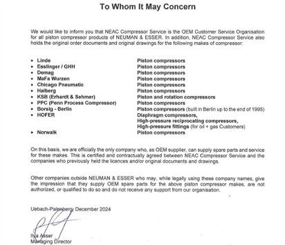 諾曼艾索簽訂KSB和Borsig壓縮機(jī)核心部件訂單(圖1)